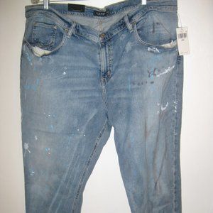 Lauren Ralph Lauren Plus Size 22w, Cropped Paint Splattered Relaxed Fit Jeans